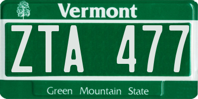 VT license plate ZTA477