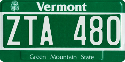 VT license plate ZTA480