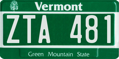 VT license plate ZTA481