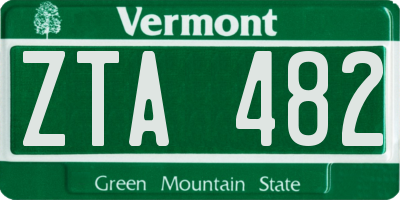 VT license plate ZTA482