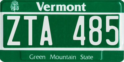 VT license plate ZTA485