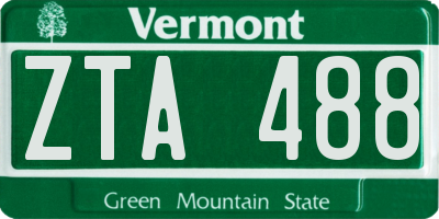 VT license plate ZTA488