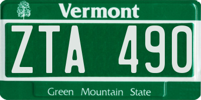 VT license plate ZTA490