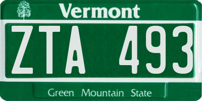VT license plate ZTA493