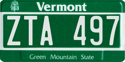 VT license plate ZTA497