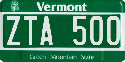 VT license plate ZTA500