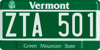VT license plate ZTA501