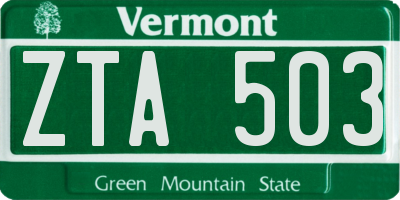 VT license plate ZTA503