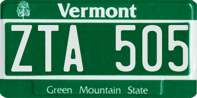 VT license plate ZTA505
