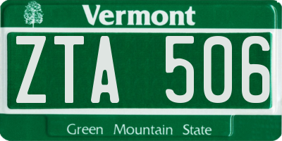 VT license plate ZTA506