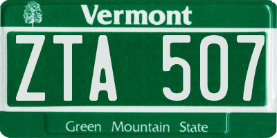 VT license plate ZTA507