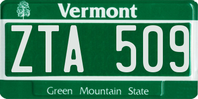 VT license plate ZTA509
