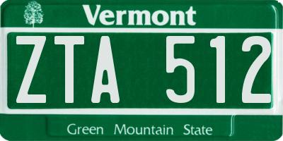 VT license plate ZTA512