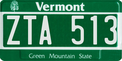 VT license plate ZTA513