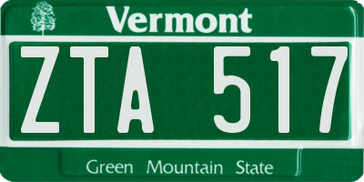 VT license plate ZTA517