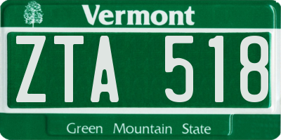 VT license plate ZTA518