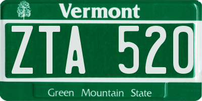VT license plate ZTA520