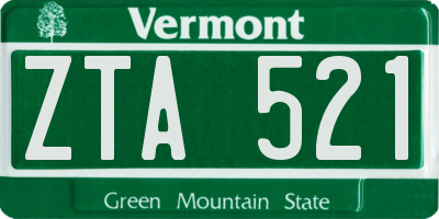 VT license plate ZTA521