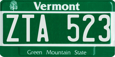 VT license plate ZTA523