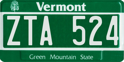VT license plate ZTA524