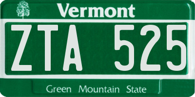 VT license plate ZTA525