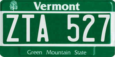 VT license plate ZTA527