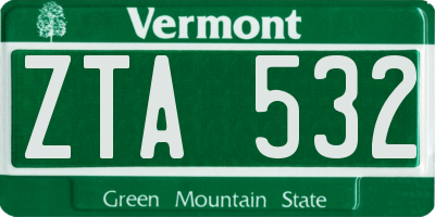 VT license plate ZTA532