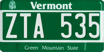 VT license plate ZTA535