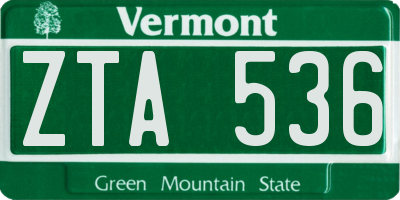 VT license plate ZTA536