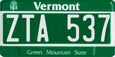 VT license plate ZTA537
