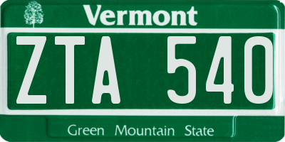 VT license plate ZTA540