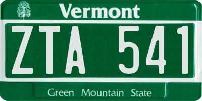 VT license plate ZTA541
