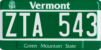 VT license plate ZTA543