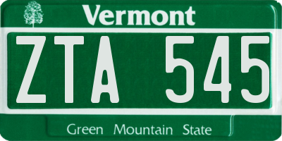 VT license plate ZTA545