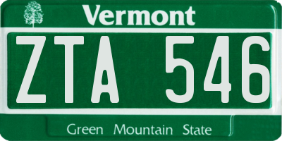 VT license plate ZTA546