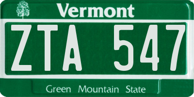 VT license plate ZTA547