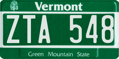 VT license plate ZTA548