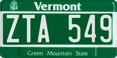 VT license plate ZTA549