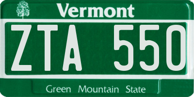 VT license plate ZTA550
