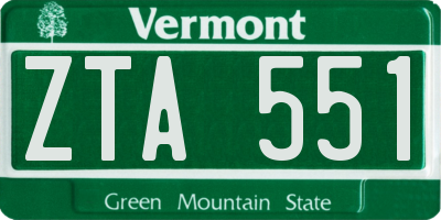VT license plate ZTA551