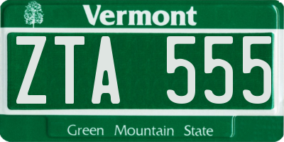 VT license plate ZTA555