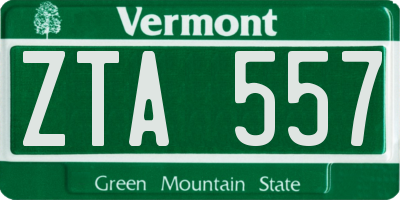 VT license plate ZTA557