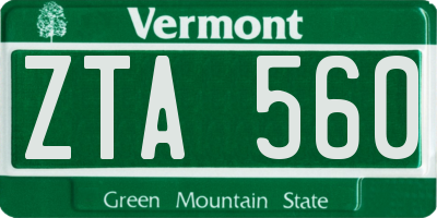 VT license plate ZTA560