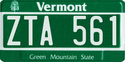 VT license plate ZTA561