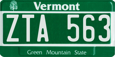 VT license plate ZTA563
