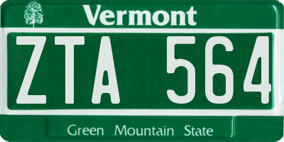 VT license plate ZTA564
