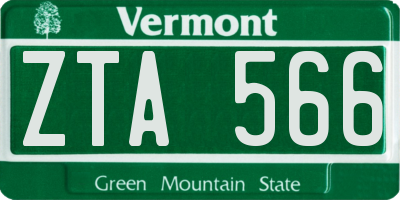 VT license plate ZTA566