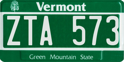 VT license plate ZTA573