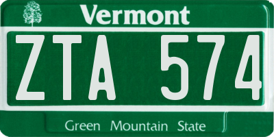 VT license plate ZTA574
