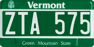 VT license plate ZTA575